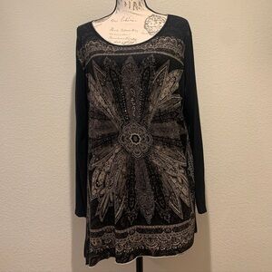 Skinny Minnie Black and Brown Patterned Blouse